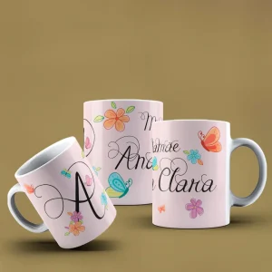 Caneca letra  Mamãe com nome