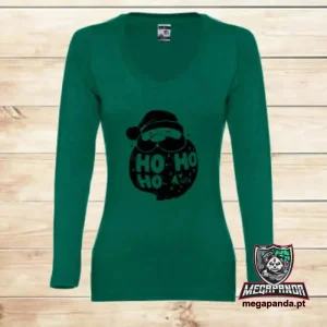 T-shirt comprida Mulher Natal Barba HOHOHO Preto