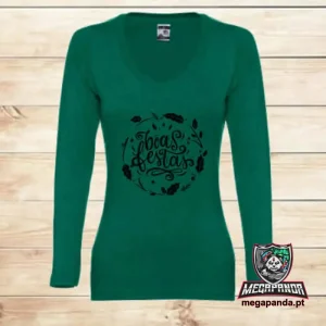 T-shirt comprida Mulher Natal Boas Festas 2
