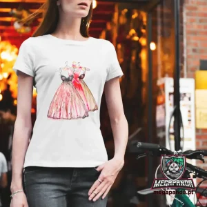 T-shirt Senhora Desenho Vestido Rosa Preta / S