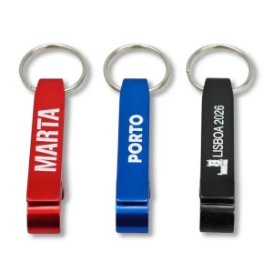 Porta-chaves abre-garrafas personalizável de metal